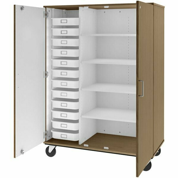 I.D. Systems 67'' Walnut Mobile Cabinet w/ 12 3 1/2'' Trays + 4 Shelves 80599F67021 538599F67021